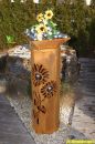 8-Eck Säule  Sonnenblume Edelrost